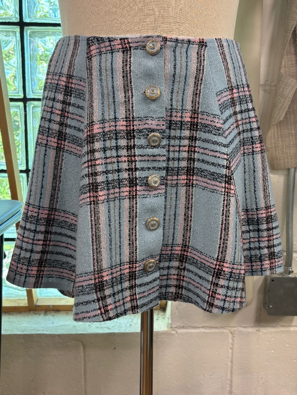 Vintage Bubblegum Blue & Pink Plaid Skirt